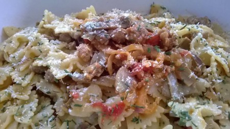 Farfalle salsiccia e carciofi